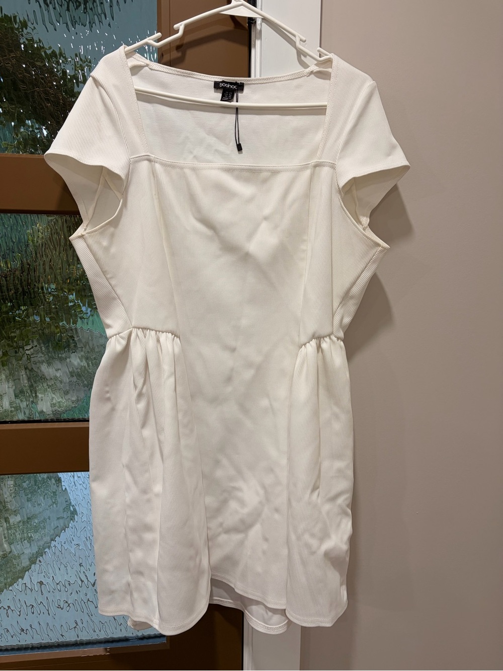 Dolce Vita Cream Square-Neck Mini Dress with Gathered Sides